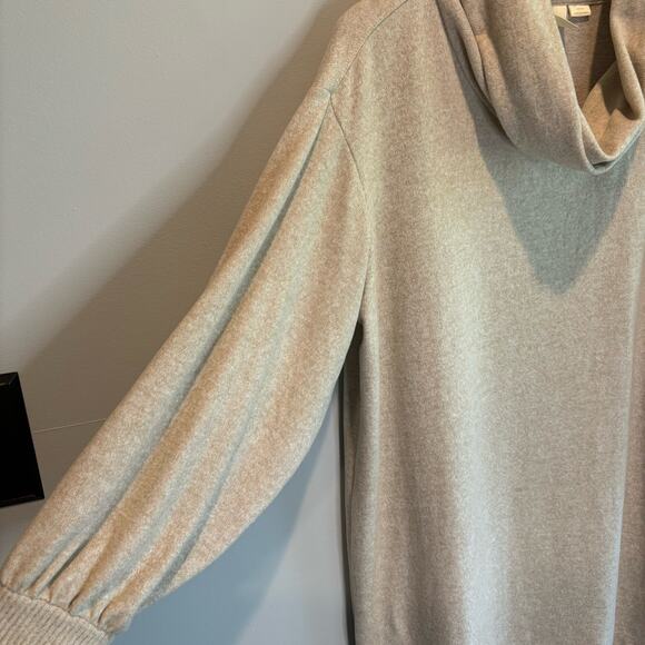 Anthro Maeve Oatmeal Cowl Neck Sweatshirt Dress - size Medium - Picture 3 of 6